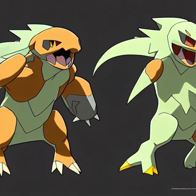 Prompt: a paleontology themed pokemon, earth / fighting type, animation design, official media, 5 k