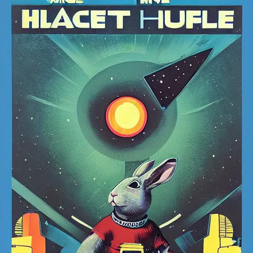 Image similar to A rabbit full of hope, looking for a black hole in an infinite time loop by Vincent Di Fate