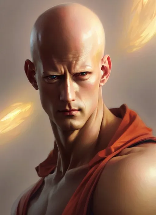 Image similar to ultra realistic illustration, handsome saitama. intricate, highly detailed, digital painting, artstation, concept art, smooth, sharp focus, illustration, art by artgerm and greg rutkowski and alphonse mucha and wlop