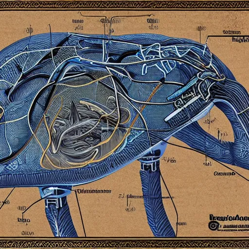 Image similar to liver anatomy concept art, blue print, texture of electronic circuit, intricate details, da vinci