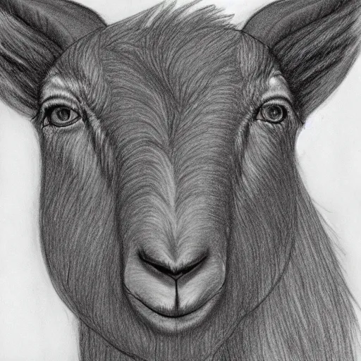Prompt: drawing of a goat, trending on r/furry,