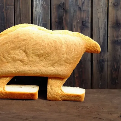 Image similar to a dog made out of bread