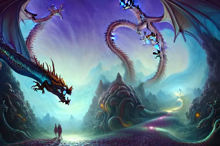 an dragon flying in epic elite masterpiece mysterious | Stable ...