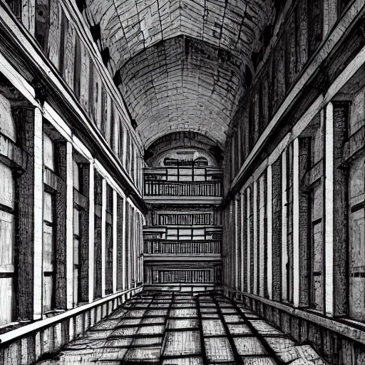 Image similar to piranesi prison interior in the style of escher