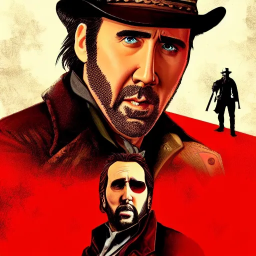 Image similar to nicolas cage in red dead redemption 2