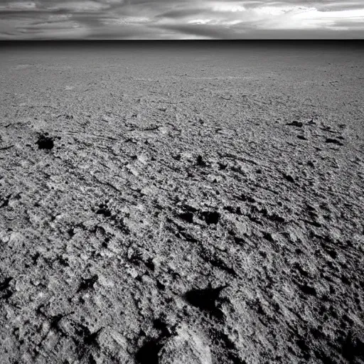 Image similar to Ground view of the surface of an exoplanet, sharp, detailed, clouds, exotic endless horizon, beautiful landscape, award winning photography