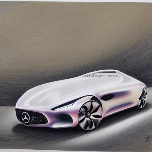 Prompt: Mercedes Benz Vision AVTR coloured Pencil drawing