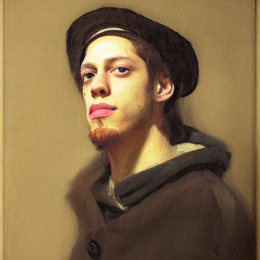 Prompt: a beautiful painting portrait of pete davidson by rembrandt, featured on artstation,