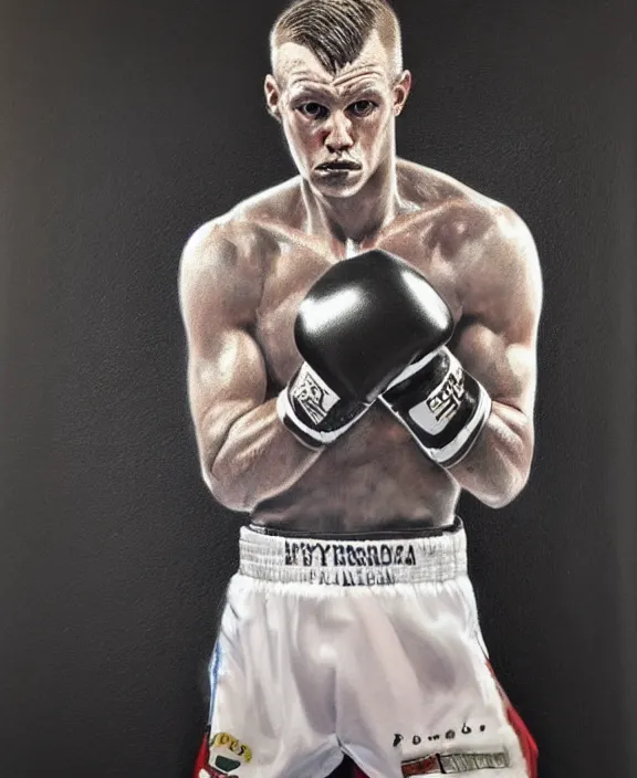 Prompt: portrait of a handsome young swedish boxer, art by denys tsiperko and bogdan rezunenko, hyperrealism