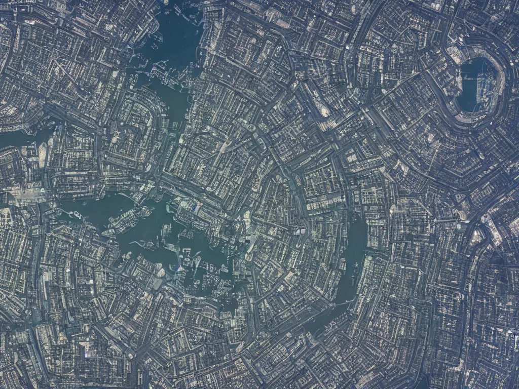 Prompt: satellite photo of a futuristic advanced alien city, detailed, 4 k