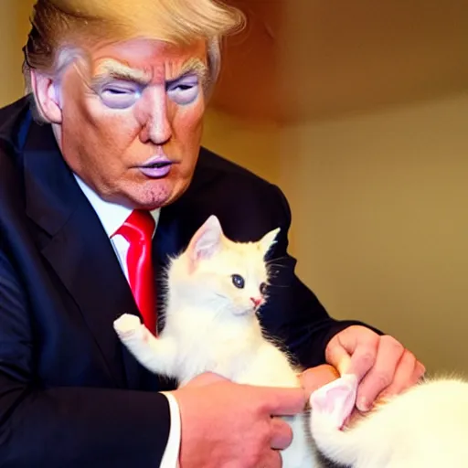 Prompt: donald trump giving cpr to a kitten