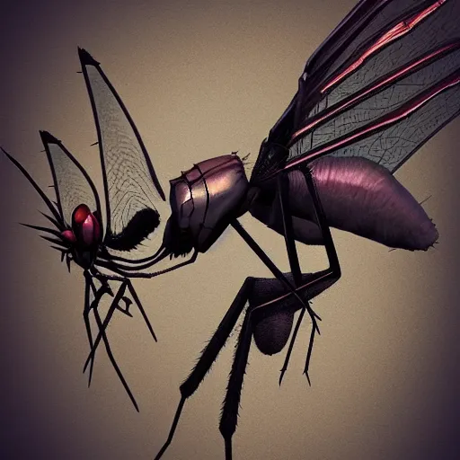 Image similar to beautiful mosquito with dragon wings and tail | macro | trending on artstation