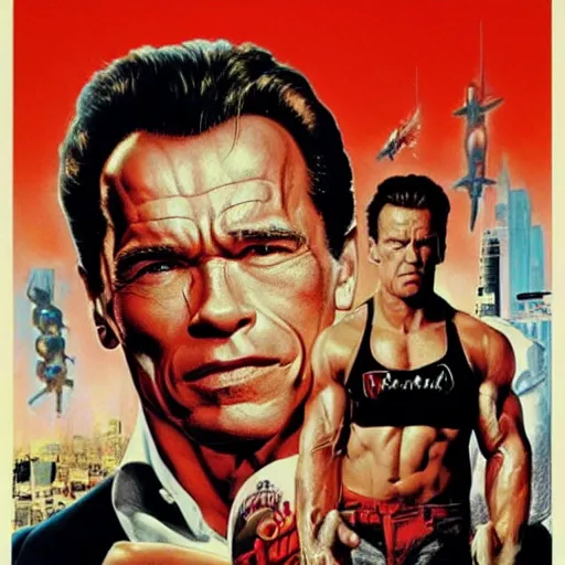 Prompt: Poster by Drew Struzan for the movie Loaf House staring Arnold Schwarzenegger, released in 1986