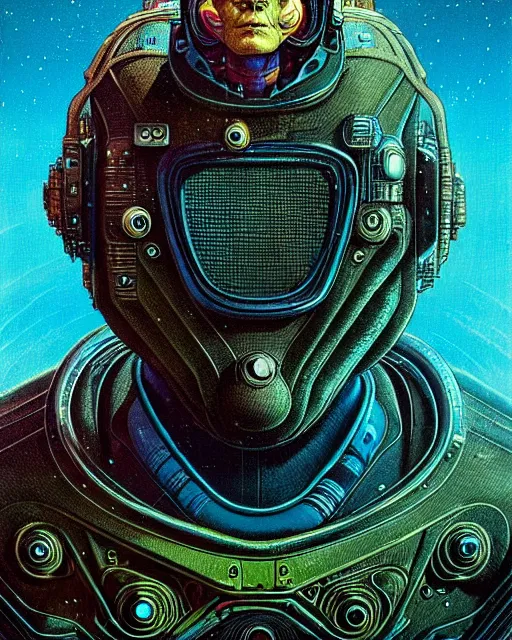 Image similar to unknown creature, character portrait, portrait, close up, concept art, intricate details, highly detailed, vintage sci - fi poster, retro future, vintage sci - fi art, in the style of chris foss, rodger dean, moebius, michael whelan, and gustave dore