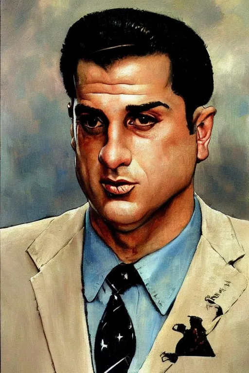 Prompt: paulie gaultieri from the sopranos painted by norman rockwell