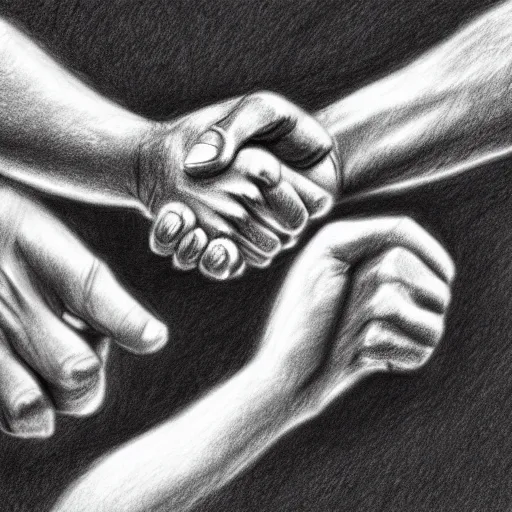 Image similar to a very detailed pencil drawing of obama fist bumping jesus christ 4 k, high resolution, still, landscape, hd, dslr, hyper realistic, sketch