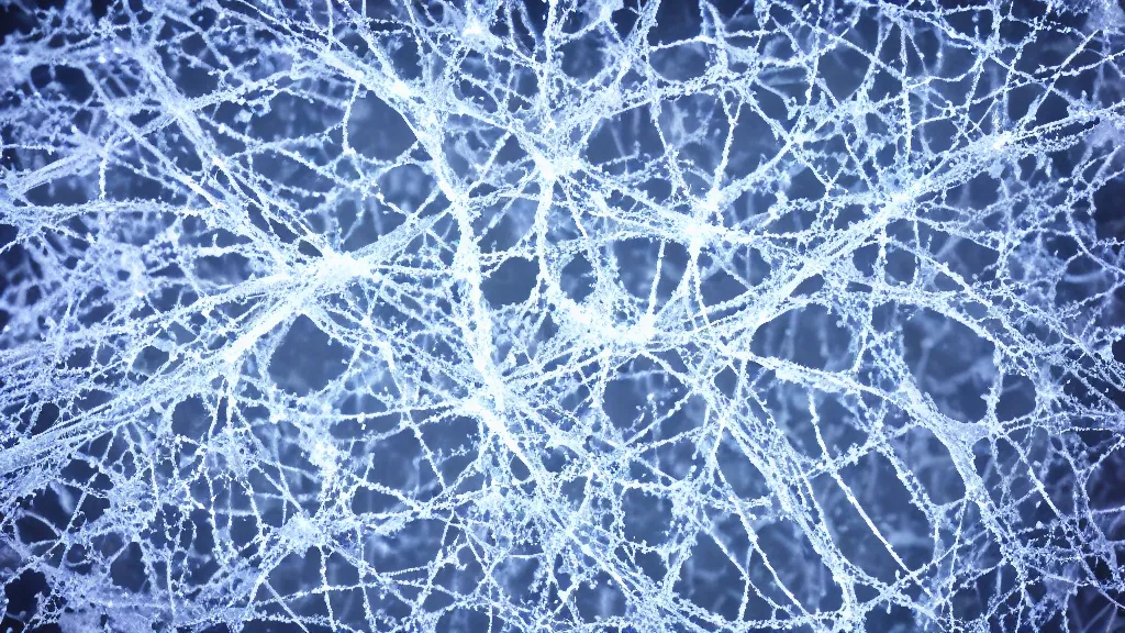 Image similar to neurons network made of salt crystals, macro photography, scientific,