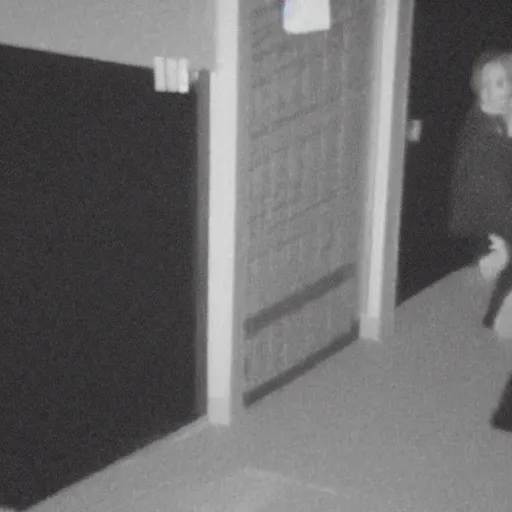 Prompt: classified footage of an awkward cryptid, grainy black and white footage, screengrab