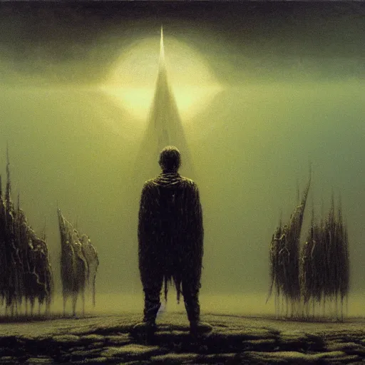 Prompt: lord of the ring concept art, beksinski