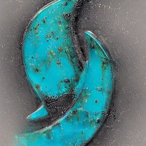 Image similar to a small dark luminous turquoise color liquid water sculpture is a corvette, hybrid, viscous, reflective, monochromatic, digital art