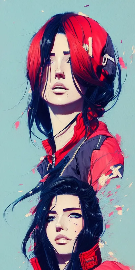 Image similar to a ultradetailed beautiful painting of a stylish woman wearing a bomber jacket, by conrad roset, greg rutkowski and makoto shinkai trending on artstation