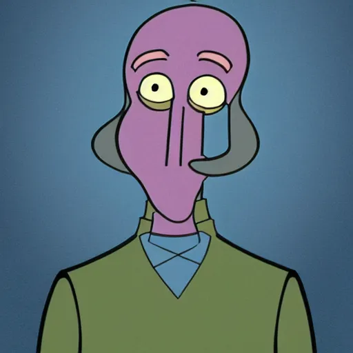 Image similar to handsome squidward portrait, cartoon network