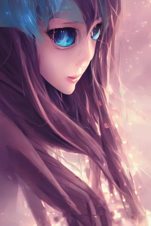 Image similar to beautiful, miku, digital painting, portrait , cinematic lighting, highly detailed, concept art, Atmosphere, illustration, smooth, sharp focus, editor's pickup, trending on artstation, trending on deviantart