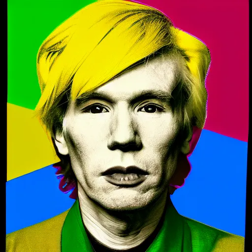 Image similar to Colorized Colored Modern Portrait of Andy Warhol, taken in the 2010s, photo taken on a 2010s camera, grainy, real life, hyperrealistic, ultra realistic, realistic, highly detailed, epic, HD quality, 8k resolution, body and headshot, film still, front facing, front view, headshot and bodyshot, detailed face, very detailed face, modern portrait, modern camera, body and head are in frame, detailed face, very detailed face