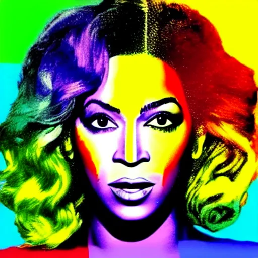 Image similar to rainbow beyonce. pop art