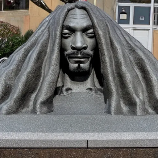 Prompt: snoop dogg statue made out of granite