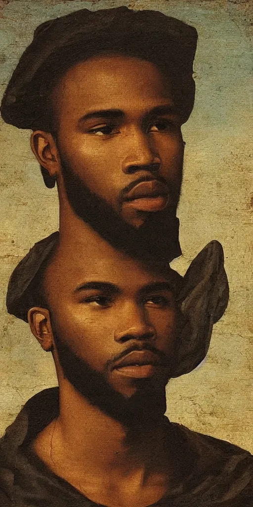 Image similar to renaissance era painting of frank ocean