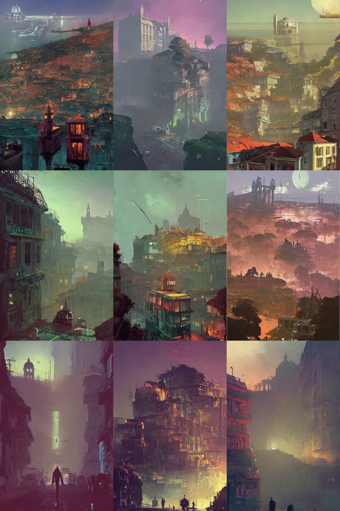 Prompt: extremely hyperdetailed The City of Lisbon by Beeple, grimshaw, thomas cole, ismail inceoglu, winslow homer, greg rutkowski, gerald brom, marc simonetti, simon stalenhag, anton fadeev, donglu yu