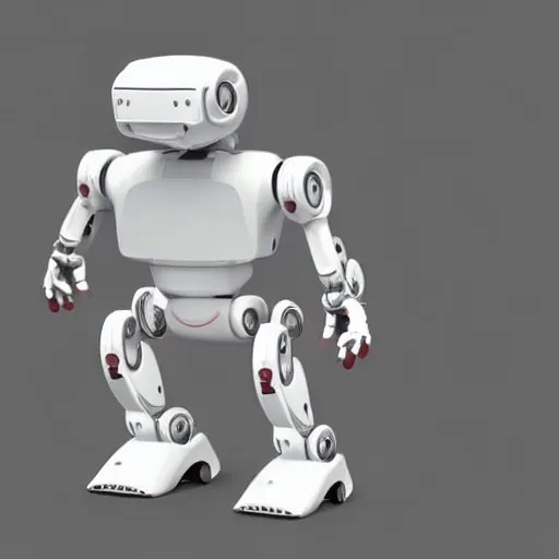 Prompt: white robot t - rex designed by apple.