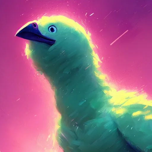 Image similar to a portrait of big bird rainy background, pink bright art masterpiece artstation. 8 k, sharp high quality artwork in style of jose daniel cabrera pena and greg rutkowski, concept art by tooth wu, hearthstone card game artwork.