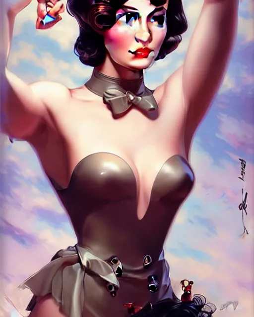 Image similar to a pin up and beautiful fashion charming dreamlke jennifer connelly, symmetrical face symmetrical eyes, character art, art by artgerm lau and wlop and and ilya kuvshinov and john singer sargent, joshua middleton comic art, frostbite 3 engine