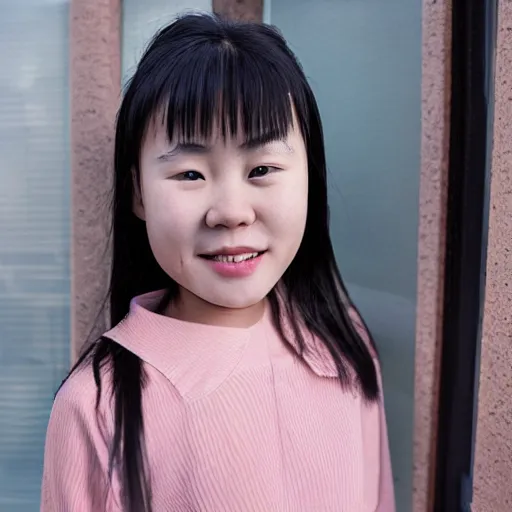 Image similar to photorealistic photo of a chinese canadian girl wearing a everyday dress