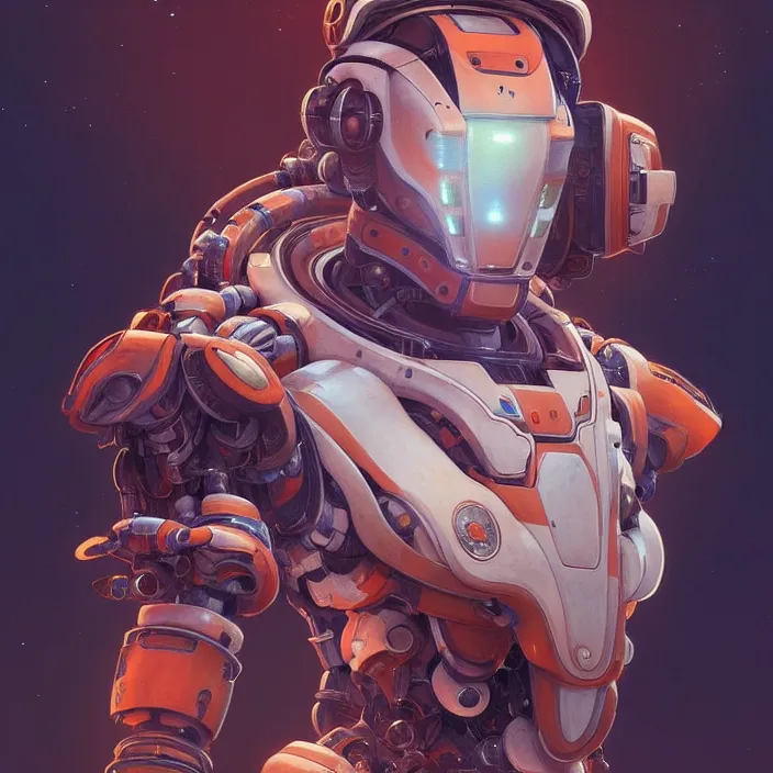 Image similar to symmetry!! portrait of a robot astronaut, floral! horizon zero dawn machine, intricate, elegant, highly detailed, digital painting, artstation, concept art, smooth, sharp focus, illustration, art by artgerm and greg rutkowski and alphonse mucha, 8 k