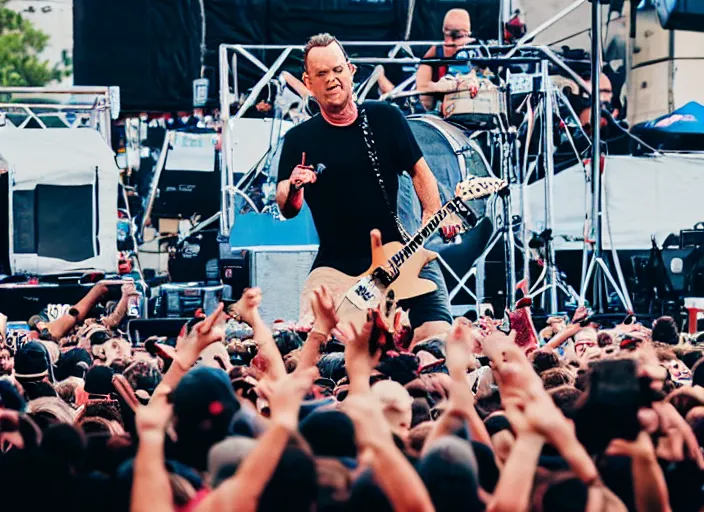 Prompt: photo still of tom hanks at vans warped tour!!!!!!!! at age 4 5 years old 4 5 years of age!!!!!!! stage diving into a crowd, 8 k, 8 5 mm f 1. 8, studio lighting, rim light, right side key light