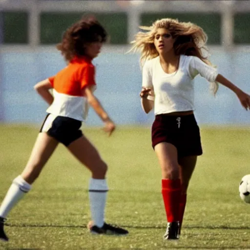 Image similar to Shakira playing football, in Barcelona, 1990 photograph