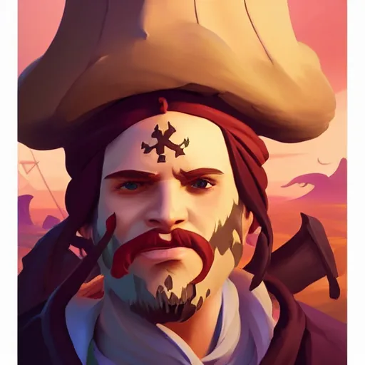 Image similar to painting jack the pirate on sea of thieves game avatar hero smooth face median photoshop filter cutout vector behance hd by jesper ejsing, by rhads, makoto shinkai and lois van baarle, ilya kuvshinov, rossdraws, illustration, art by ilya kuvshinov and gustav klimt