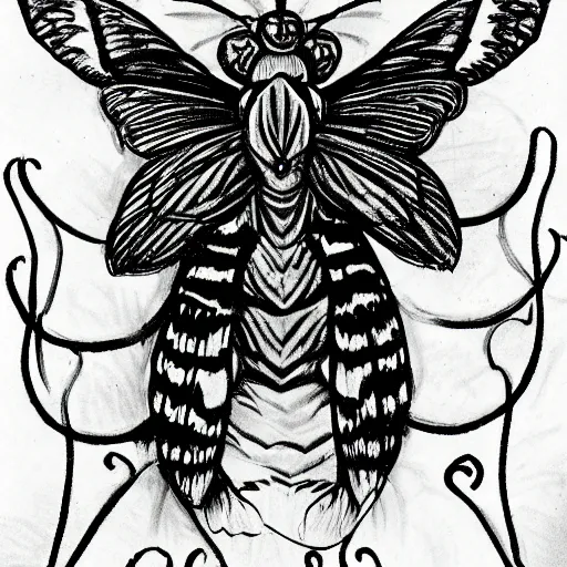 Prompt: a Death's-head hawkmoth drawn in the cartoon style of Dr. Seuss
