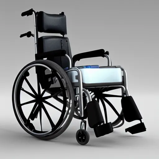 Image similar to a 3d render of a surreal wheelchair, ultra detailed, realism, 8k, octane render, unreal engine