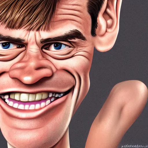 Image similar to caricature of young jim carrey, hd, detailed, 4 k, award winning