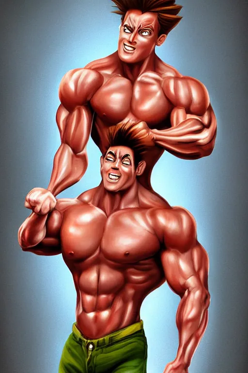 Prompt: muscular bodybuilder jimmy neutron boy genius cinematic epic photorealistic digital painting professional artwork