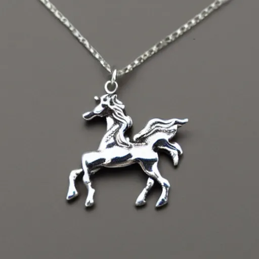 Image similar to a lovely silver unicorn necklace pendant