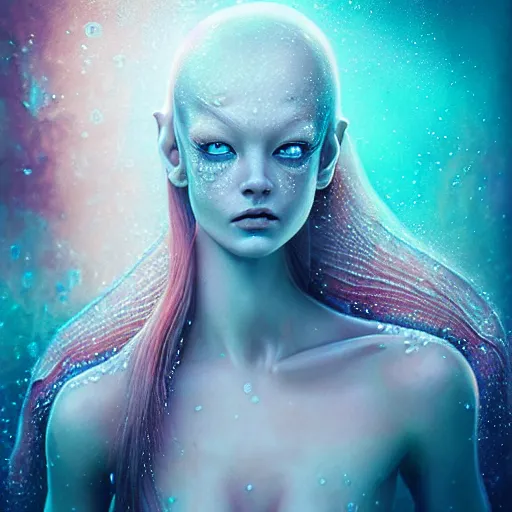 Prompt: ultra realistic horror photo of translucent female alien creature underwater, very intricate details, focus, model pose, artwork by anna dittmann, award winning