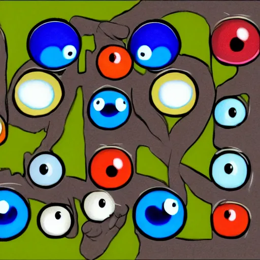 Prompt: a monster with 8 - balls for eyes