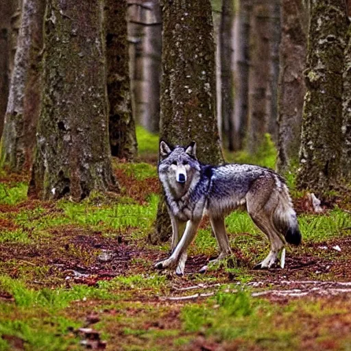 Image similar to wolf in the forest. photo from national geographic