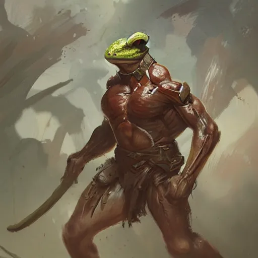 Prompt: muscular frog warrior by Greg Rutkowski