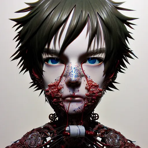 Prompt: prompt : hyperrealist photorealistic 3 d render of persona soft light portrait by takato yamamoto, mecha accessories parts and broken cables, gnarly details, otaku gangasta, inspired by fables, realistic face, smooth face feature, intricate oil painting, high detail, sharp high detail, manga and anime 2 0 0 0